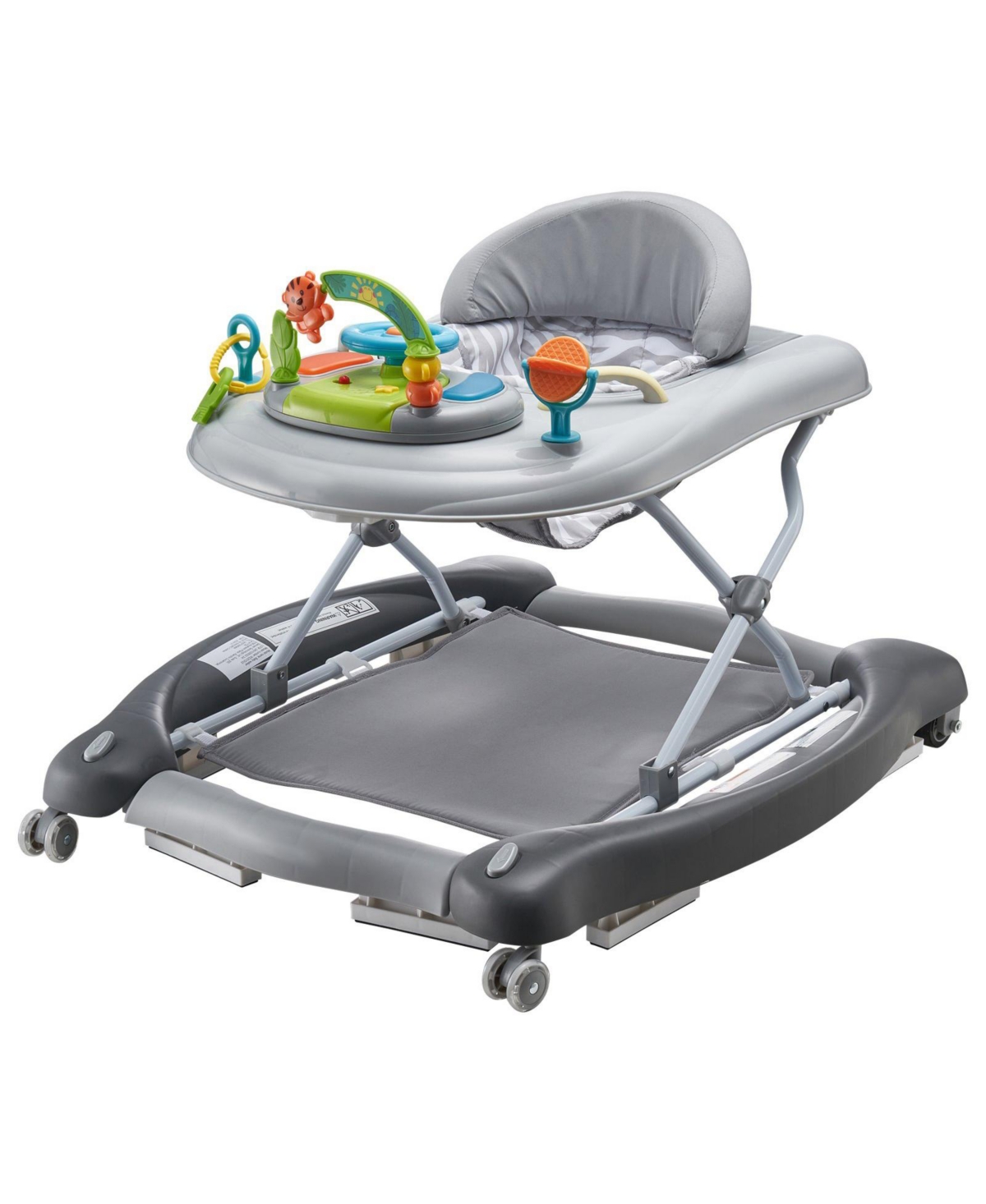 Slickblue 4-in-1 Baby Activity Walker with Toys and Music, Foldable Learning Walker, Walk-Behind Design