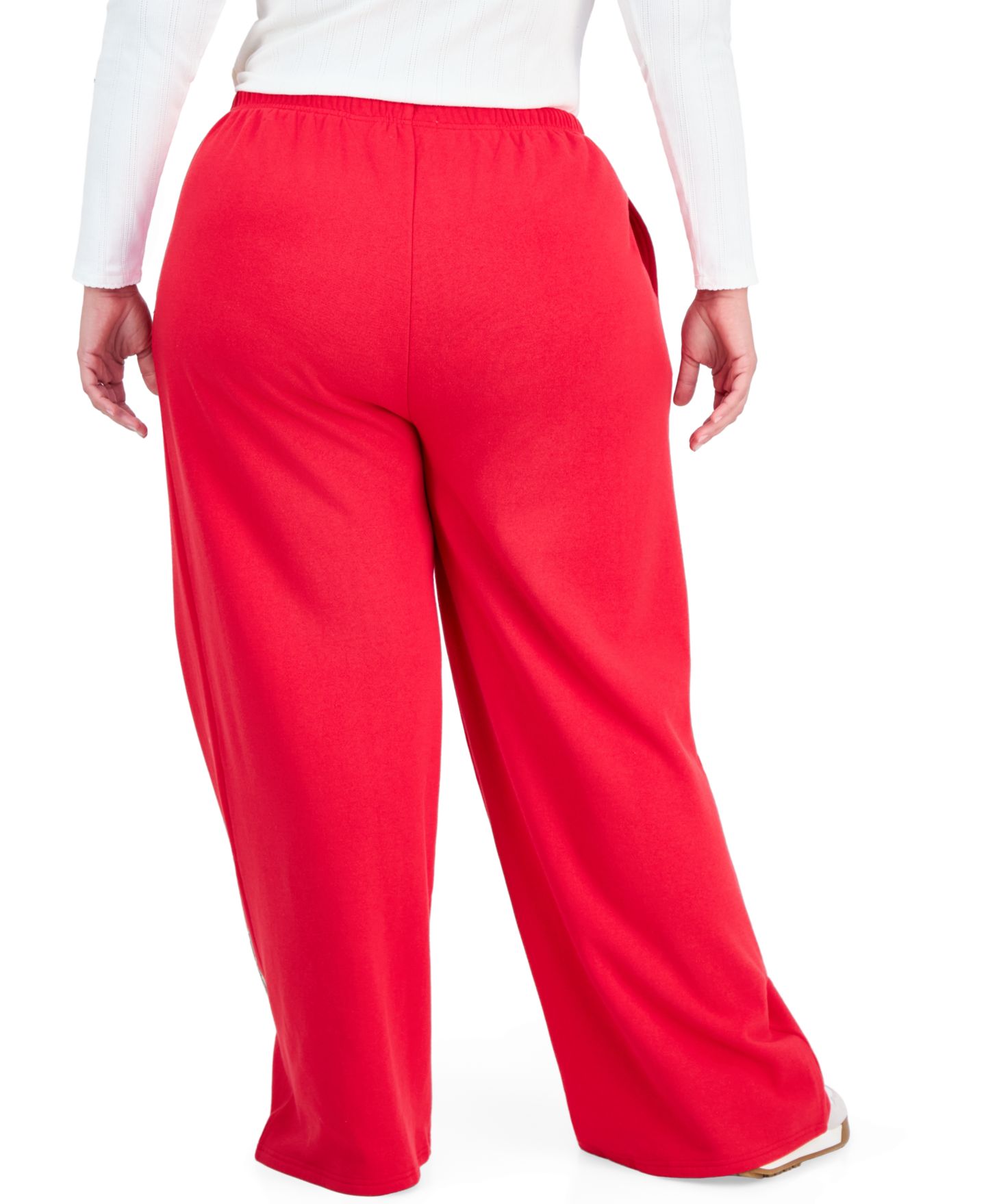 Женские брюки Rebel Veil Plus Size Xmas Cookies Holiday Wide-Leg Fleece Sweatpants, цвет: Красный — фото 2