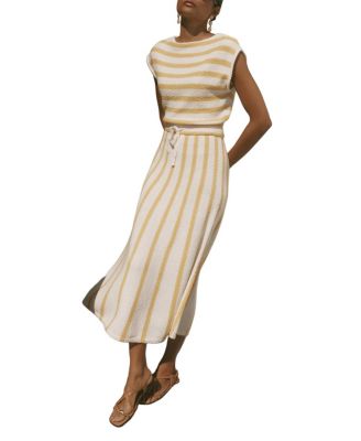 Women's Striped A-Line Midi Dress