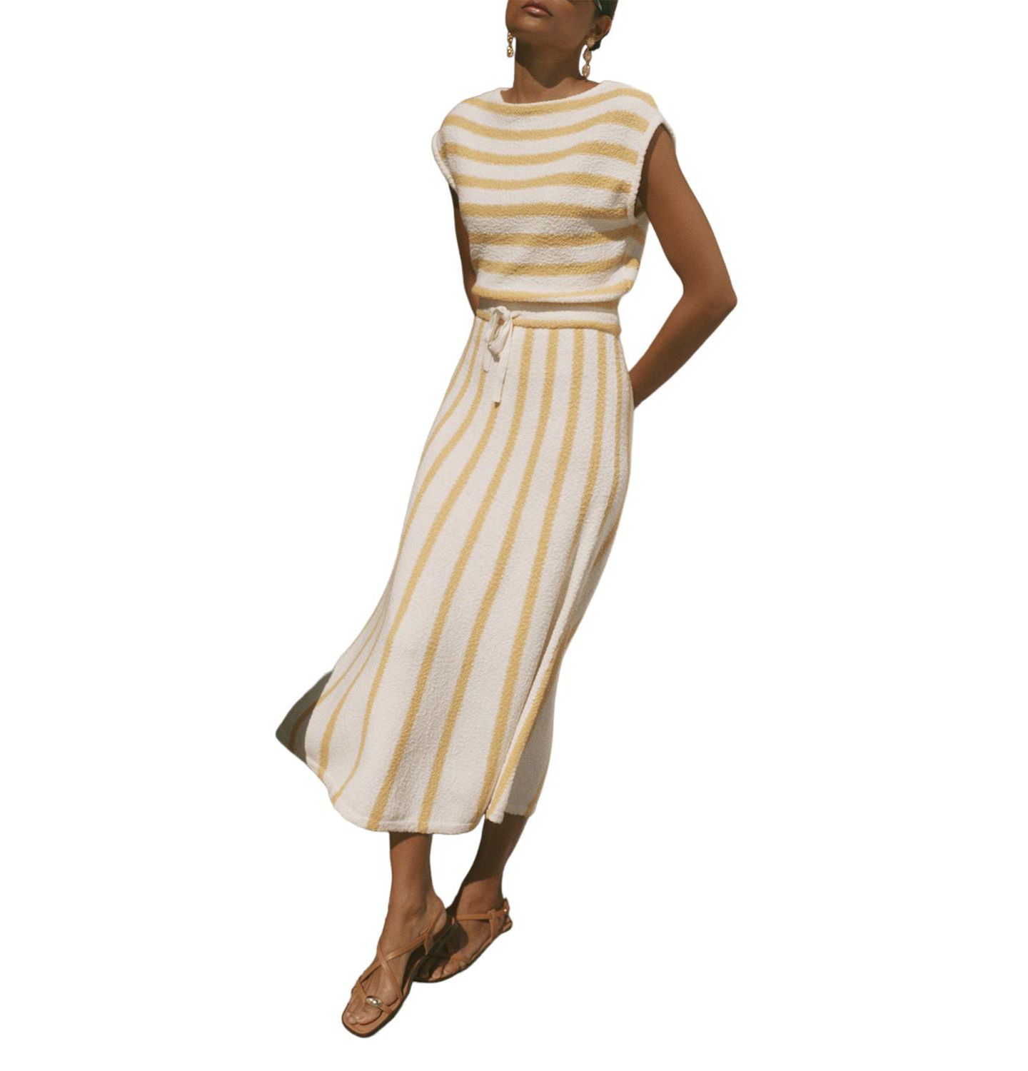 Женское платье Mint Velvet Striped A-Line Midi — фото 1