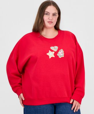 Plus Size Peanuts Snoopy Xmas Cookies Fleece Pullover