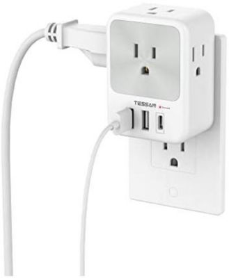 Wall Outlet Extender with 1 USB C, 2 USB A, 15W for Home, Office and Travel