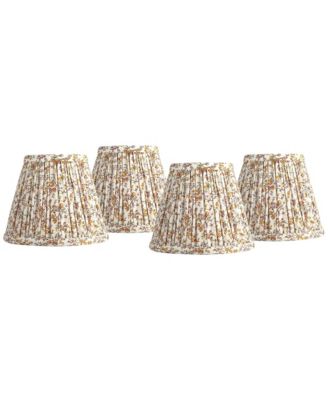 3 1/2" Top x 6" Bottom x 5" High x 5" Slant Print Lamp Shade Replacement Set of 4 Goldenrod Floral Clip On Candelabra