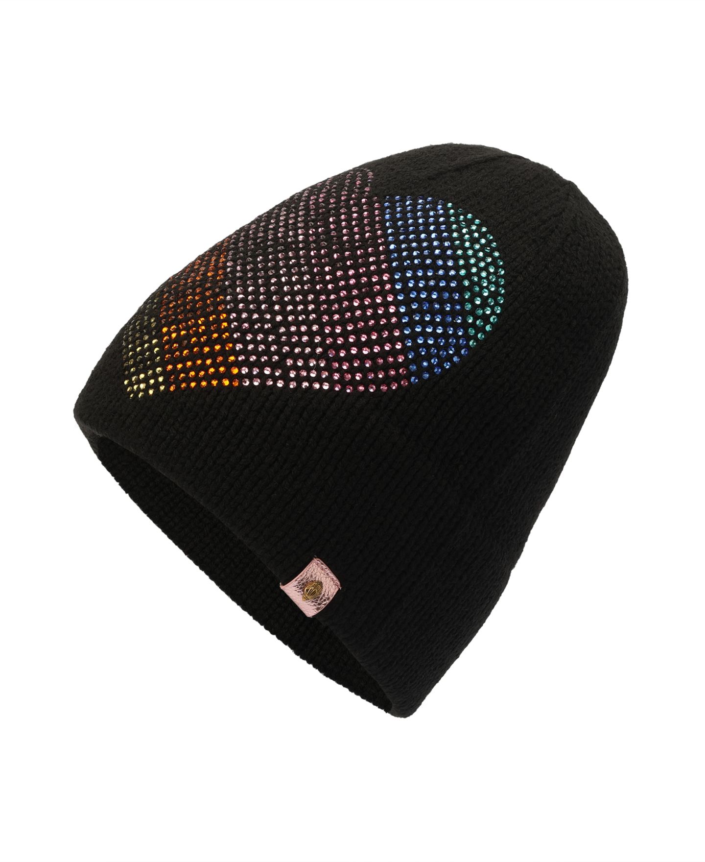 Женская шапка Kurt Geiger London Hotfix Rainbow Heart Knit, цвет: Чёрный — фото 3