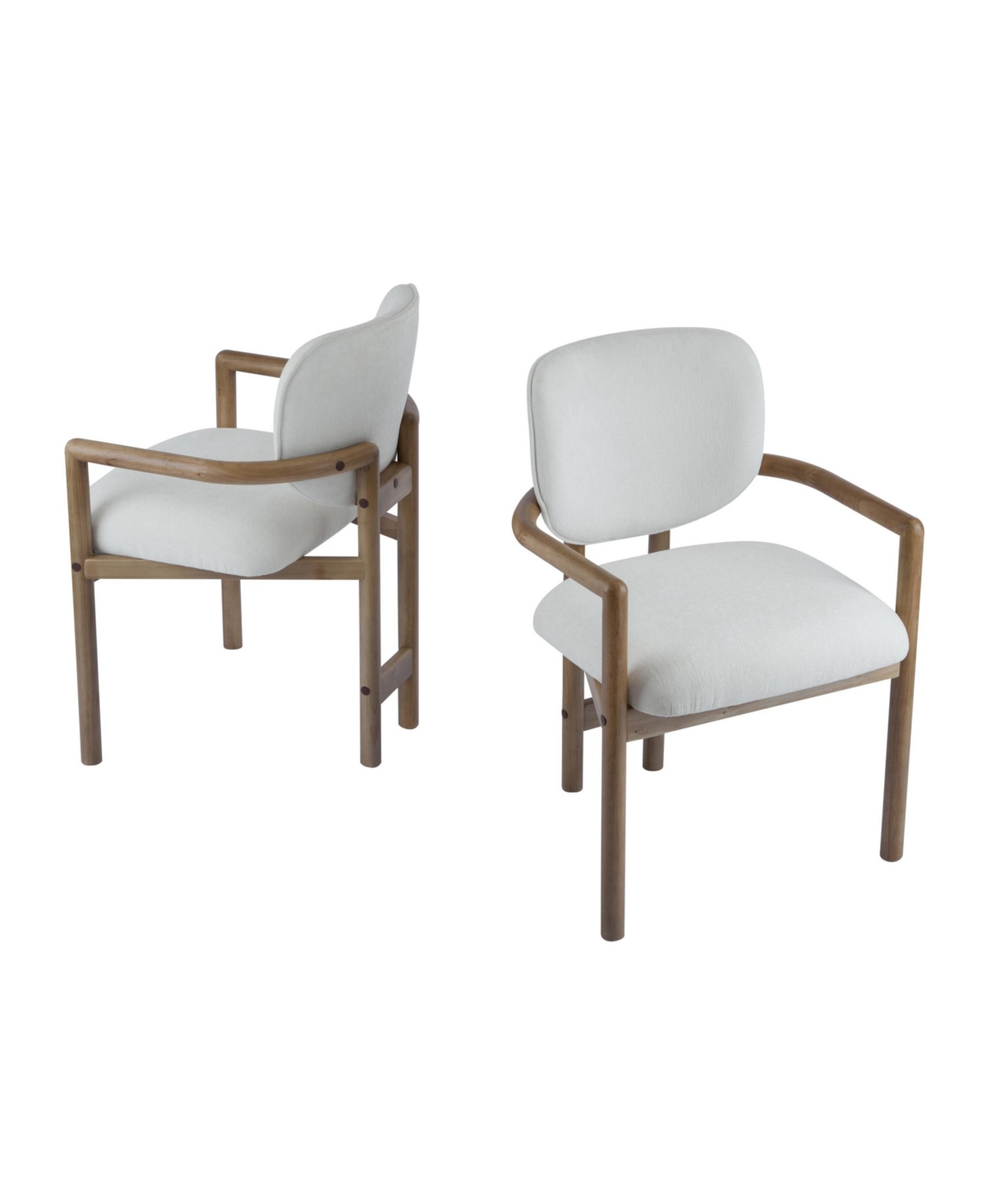 Flynama Set of 2 Fabric King Louis Rubberwood Arm Dining Chairs, 300 Lbs Weight Capacity