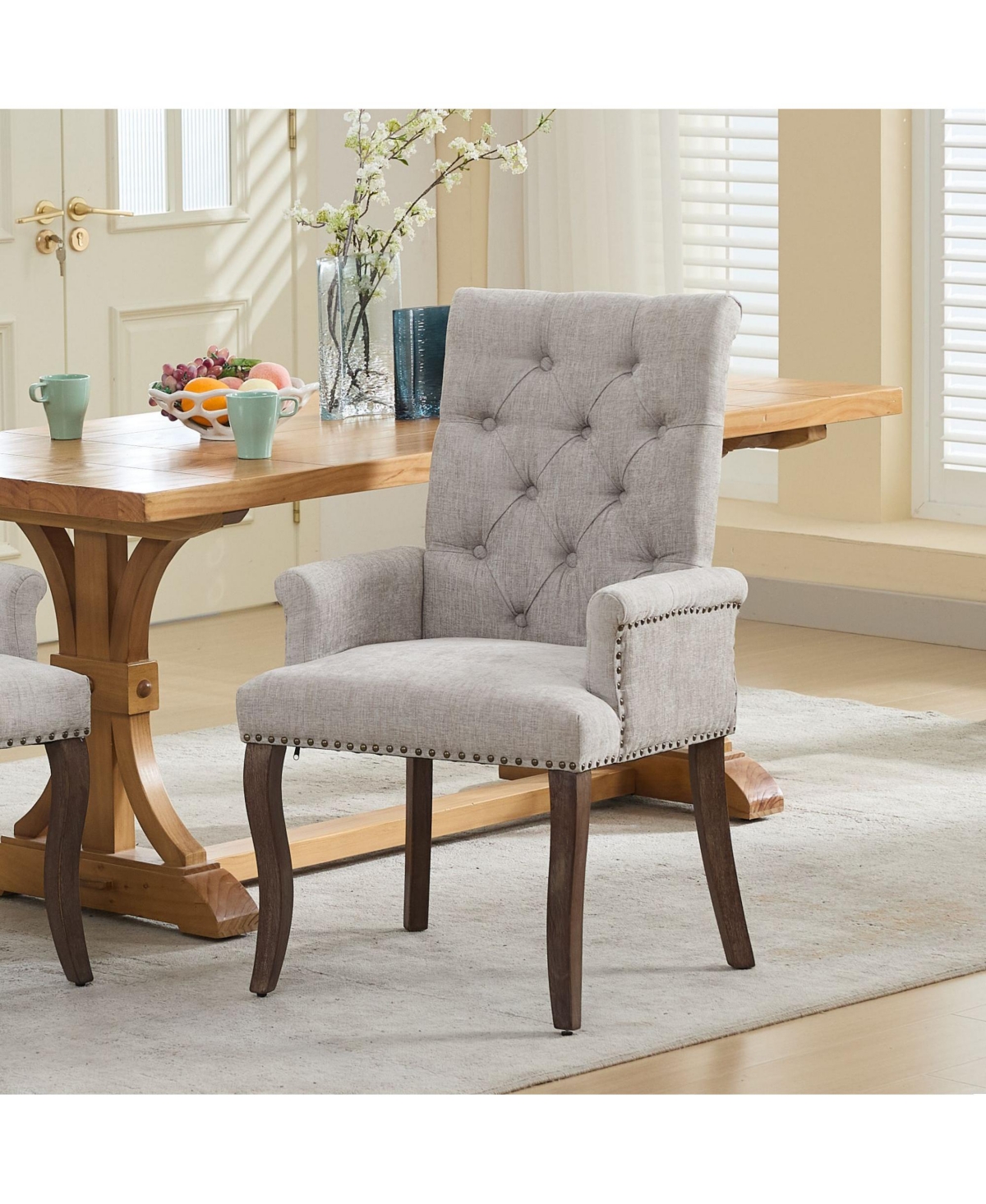 Flynama Upholstered Chenille Arm Dining Chair