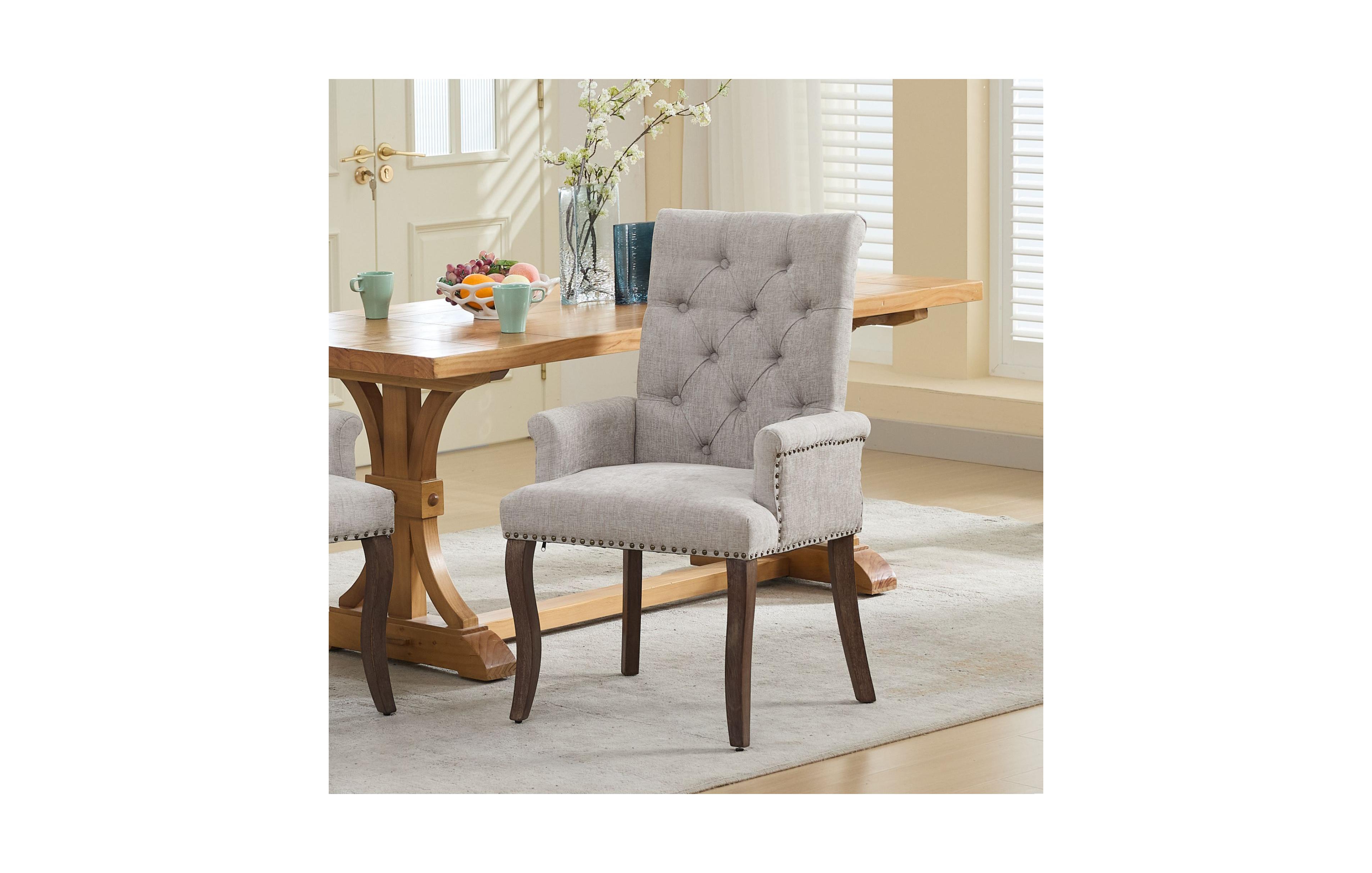 Flynama Upholstered Chenille Arm Dining Chair