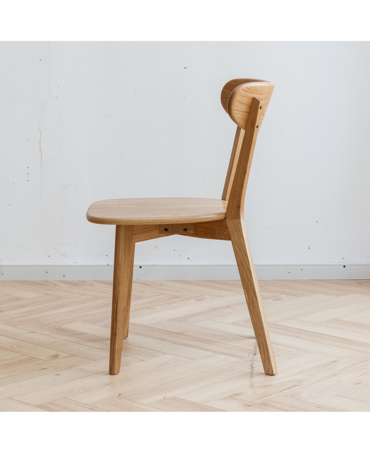 Flynama Set of 2 Solid Fas Grade North American Oak Dining Chairs, Unupholstered All-Solid Wood Side Chairs 46.5×54×80cm