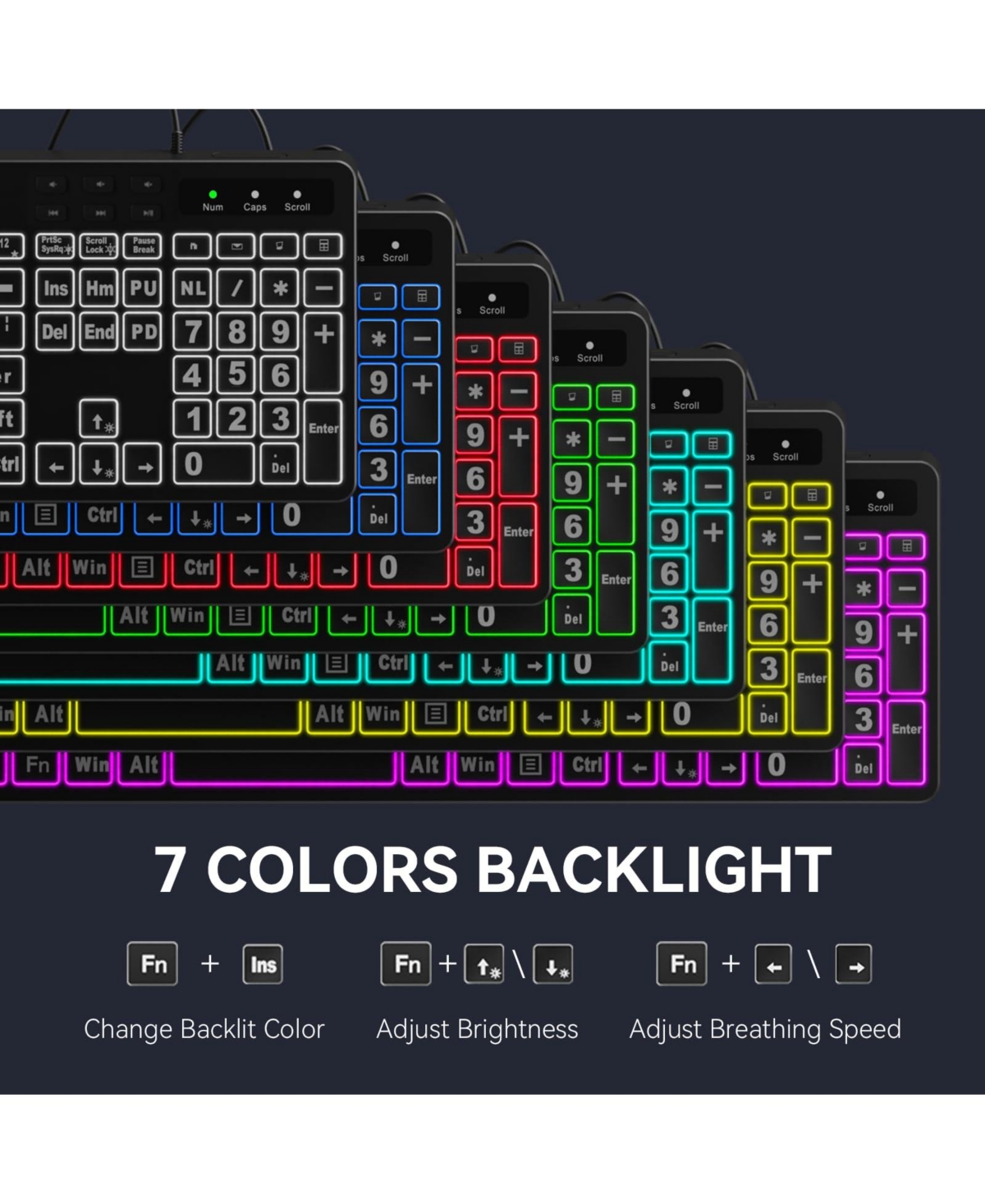 Lofree Large Print Wired Rgb-Backlit Gaming Keyboard