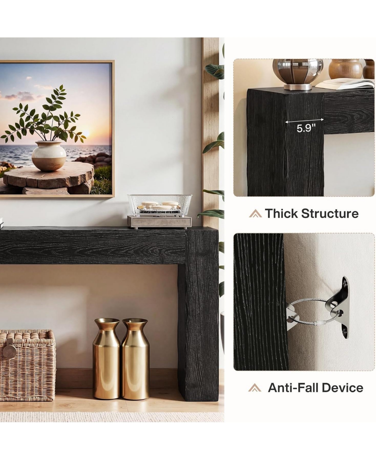Tribesigns 63" Solid Wood Console Table