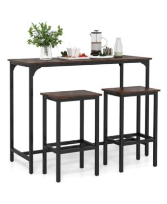 3-Piece 47.5-Inch Counter-Height Dining Set with 2 Stools