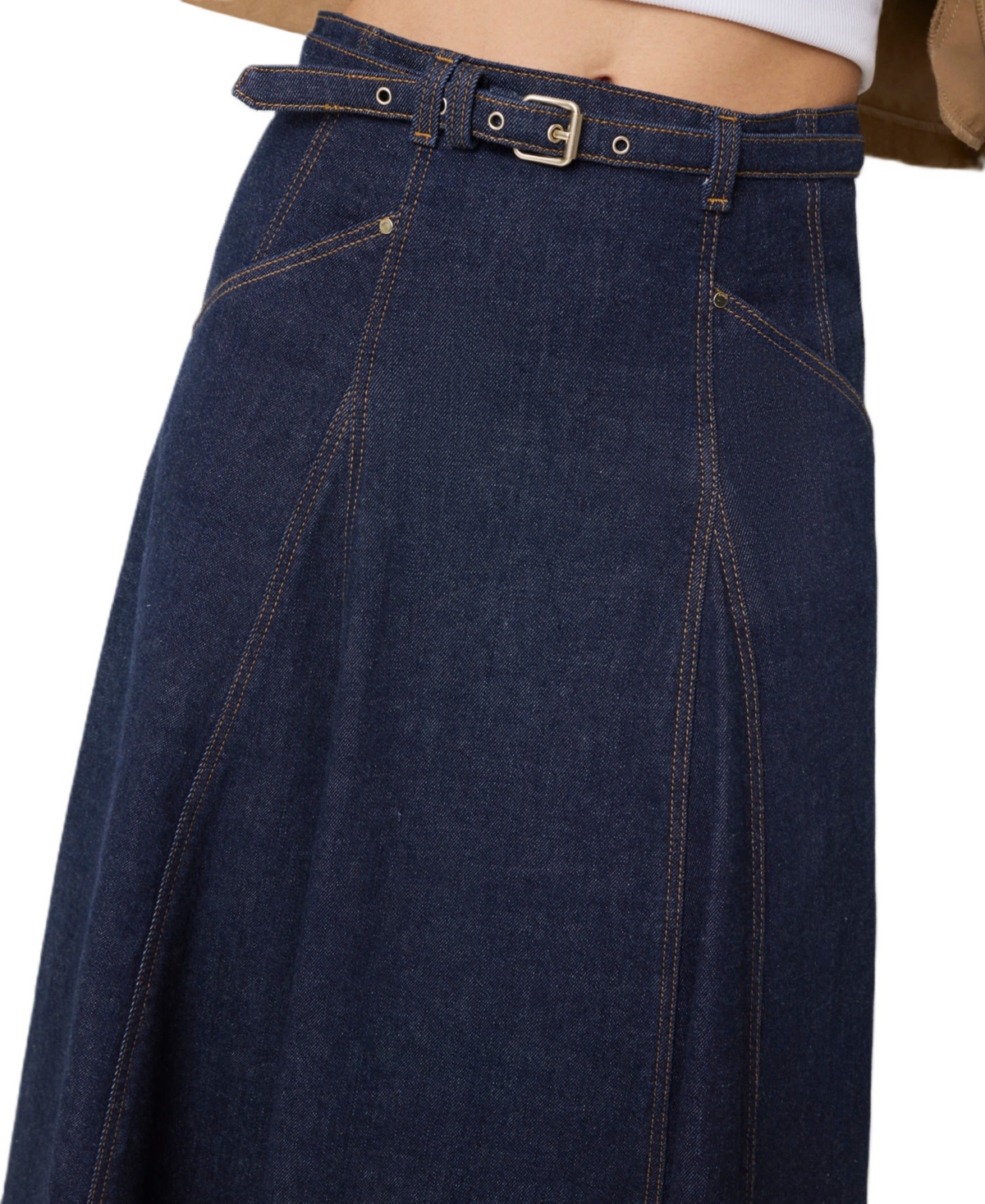 Guess Women's Rayne High-Waisted A-Line Midi Denim Skirt