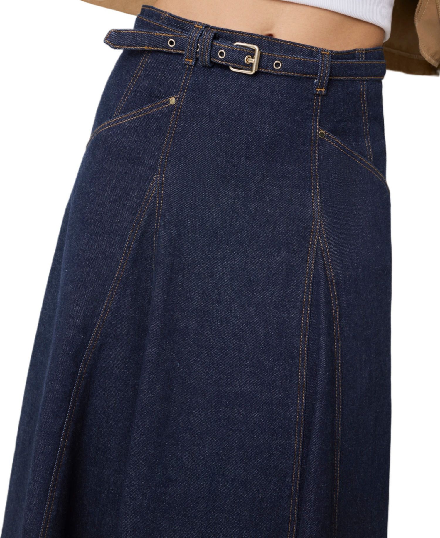 Women's Rayne High-Waisted A-Line Midi Denim Skirt