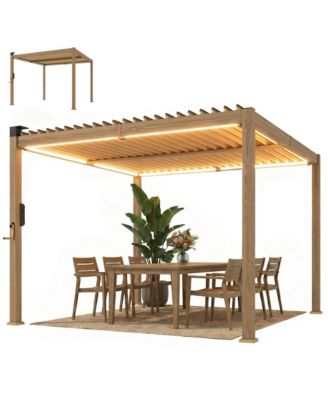 10' x 10' Outdoor Louve Pergola with Solar lights