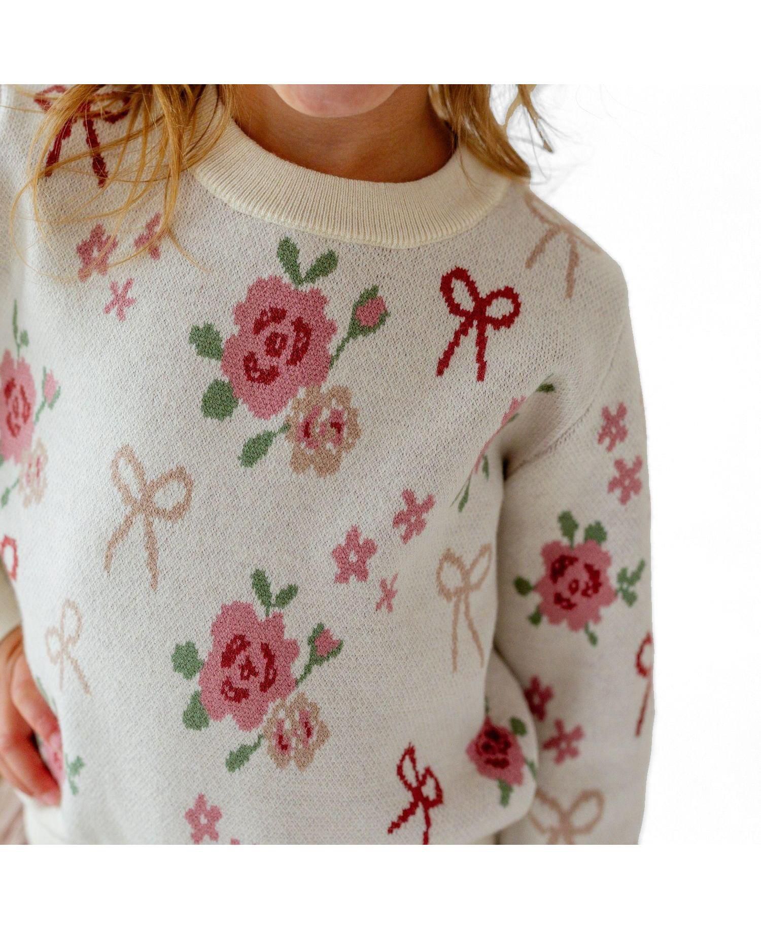 Little Girls Coquette Rose Sweater