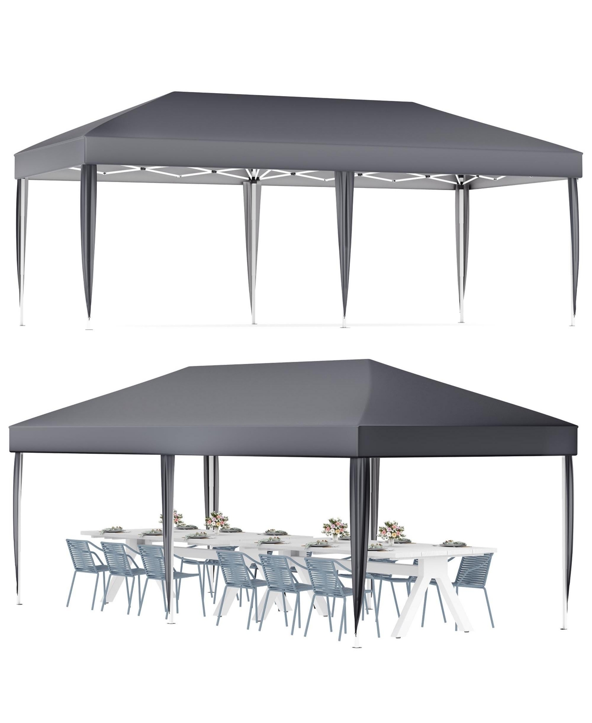 homfan Spacious Outdoor Pop Up Canopy 10x20 feet, Easy Setup Party Tent with Stable Frame, Waterproof and Uv-Resistant Shelter for Patio