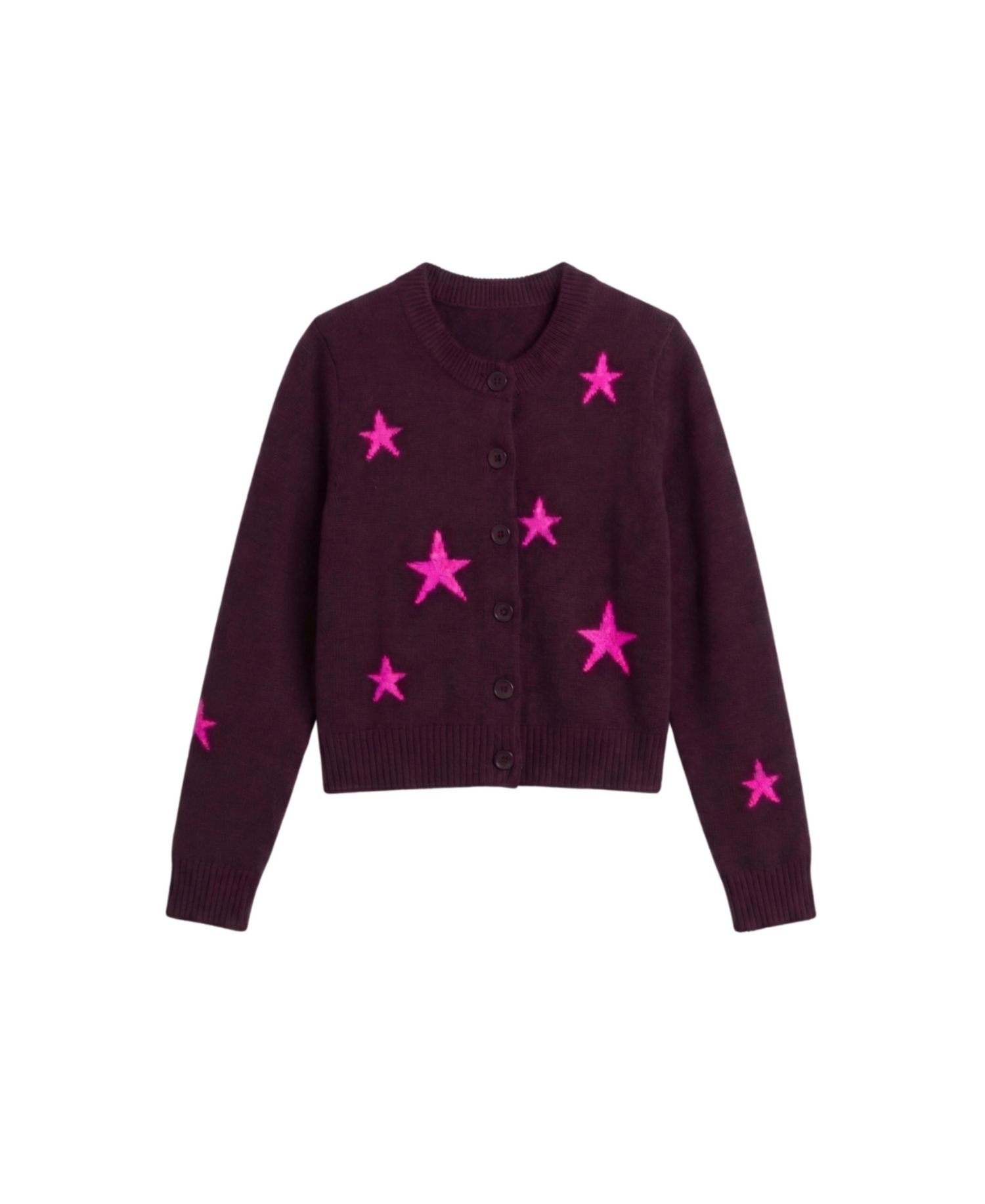 Women's Wool-Cashmere Blend Star Crewneck Cardigan