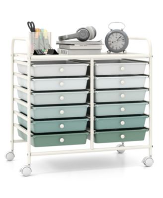 12-Drawer Steel Frame Rolling Storage Cart