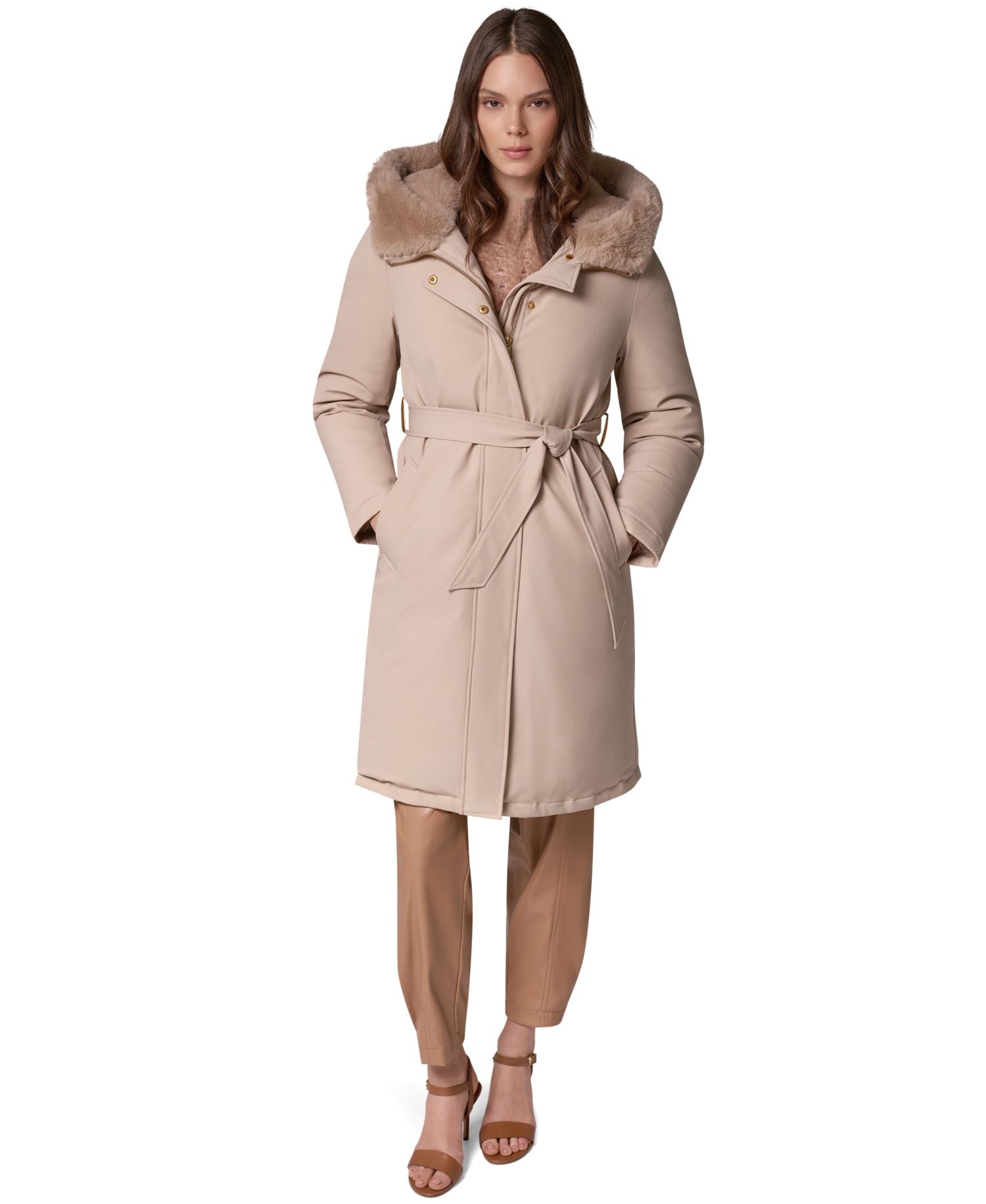 Women's Puffer Hooded Belted Coat