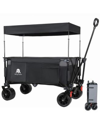 Streamdale Multi-Functional Folding Utility Wagon Cart with Canopy and All-Terrain Wheels