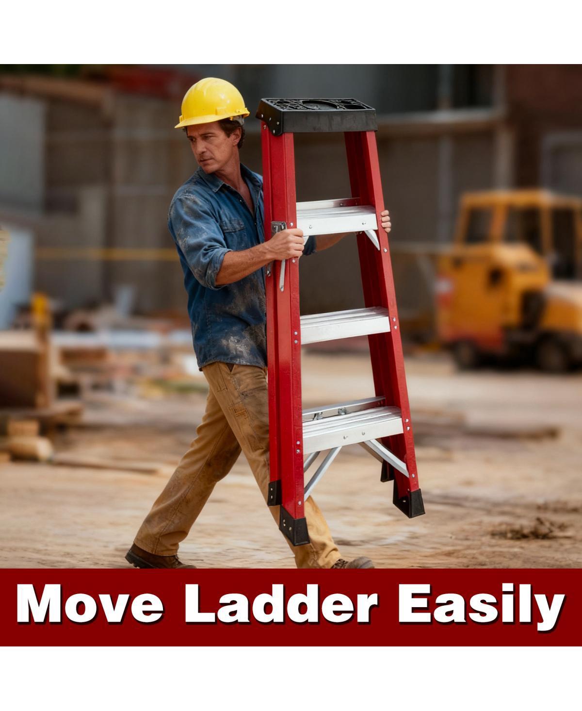 Streamdale Furniture Fiberglass Single-Sided Insulated Stepladder, 330 lb Capacity