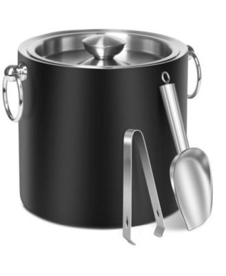 Stainless Steel Insulated Ice Bucket with Lid and Tongs for Parties and Bars