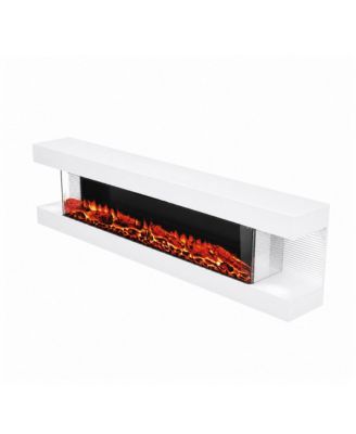 72" 3-Sided Electric Fireplace Insert with 12 Flame Colors, 750W/1500W Heater, Remote Control and LED Side Lighting