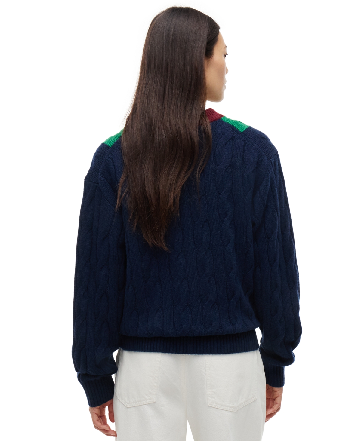 Tommy Hilfiger Women's American Icons Stripe Cable-Knit Crewneck Sweater