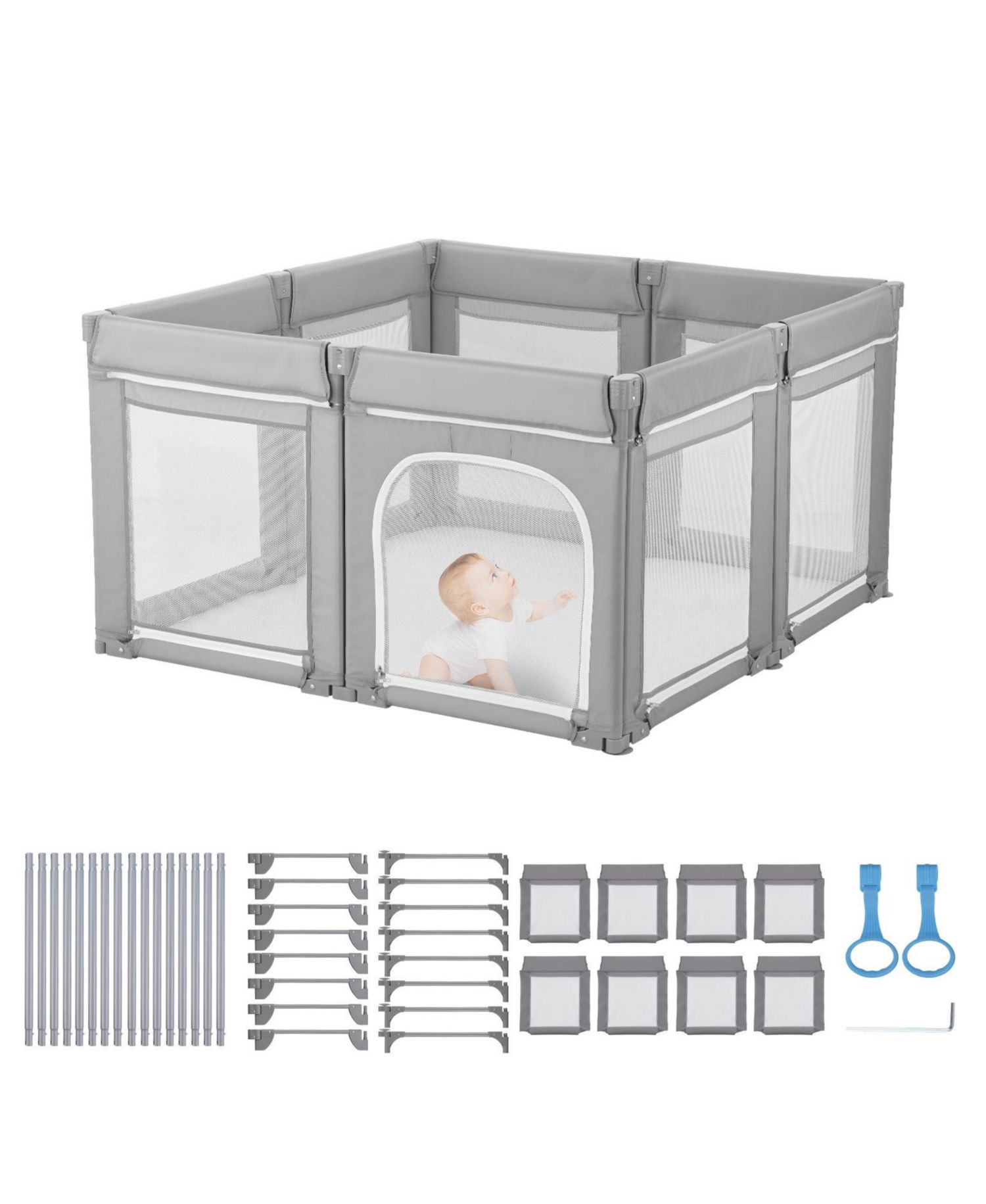 Baby Playpen with Soft Mesh Sides, Foldable Toddler Activity Center for Indoor and Outdoor Use