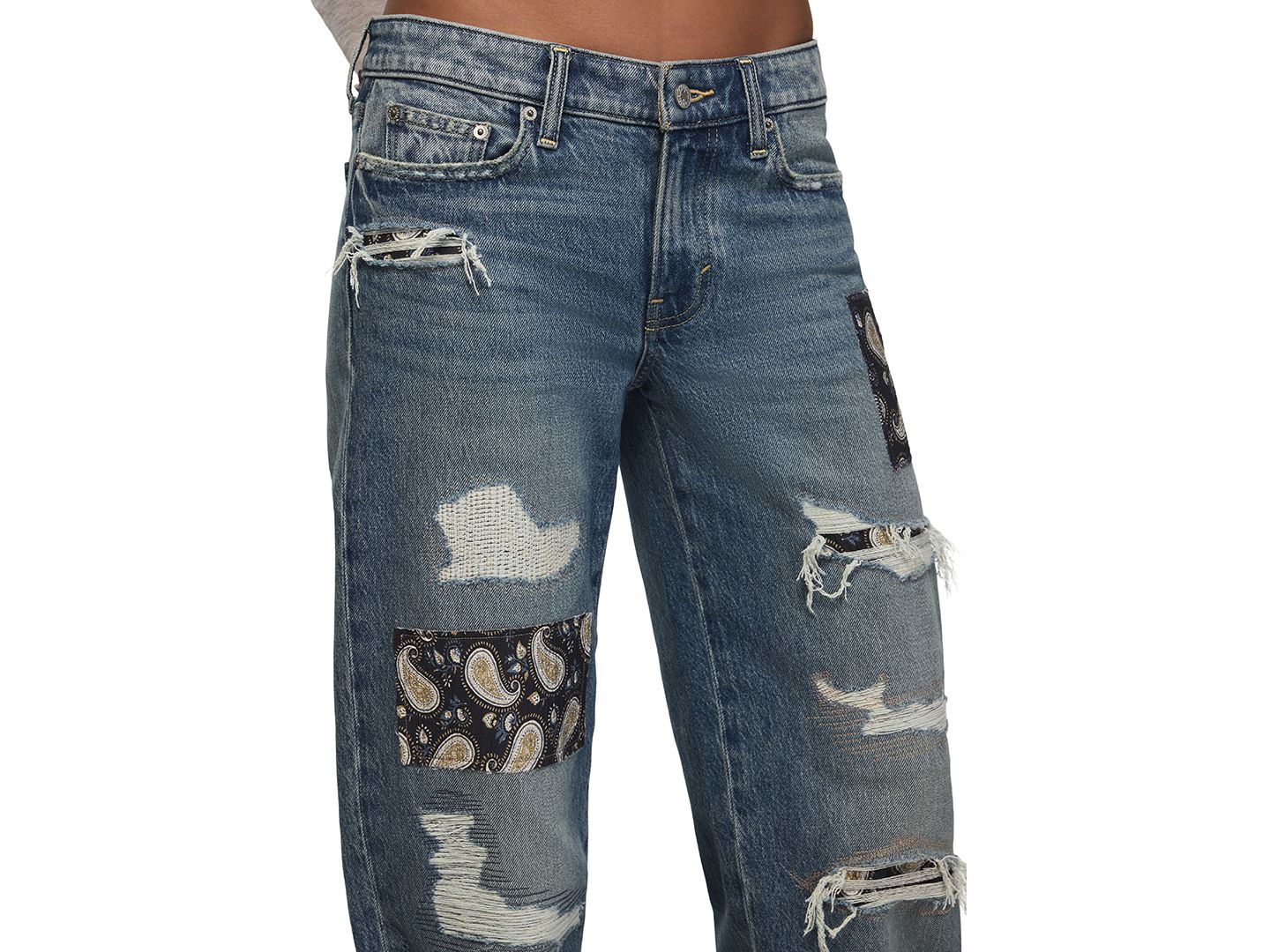 Женские джинсы Lucky Brand Lucky Legend Patchwork Baggy Mid-Rise Bootcut, цвет: Boy Bands — фото 4