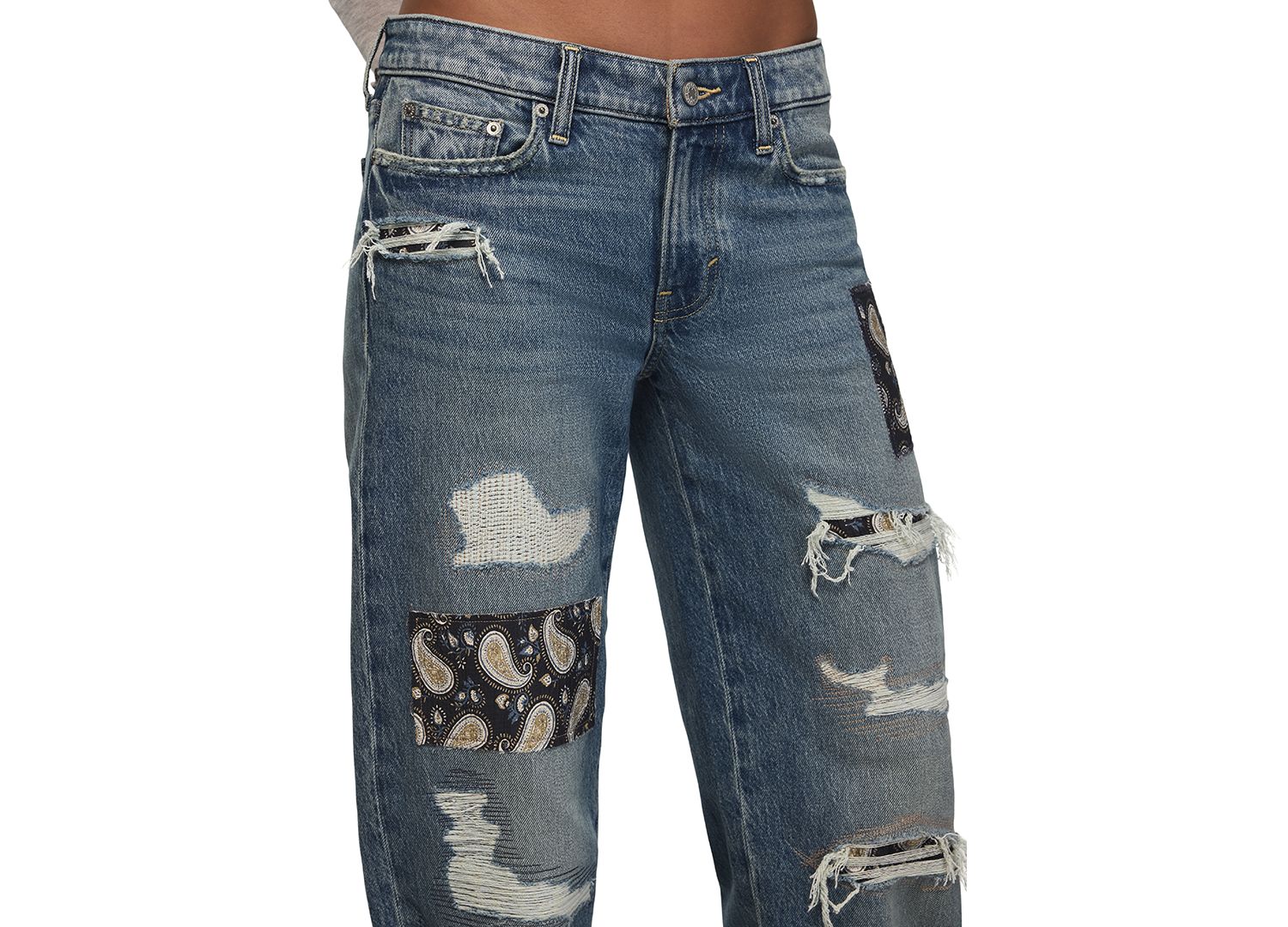 Women's Lucky Legend Patchwork Baggy Mid-Rise Bootcut Jeans