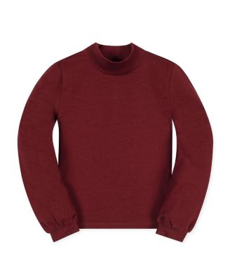 Little and Big Girls' XXS- XL Organic Mock Neck Balloon Sleeve Knit Top