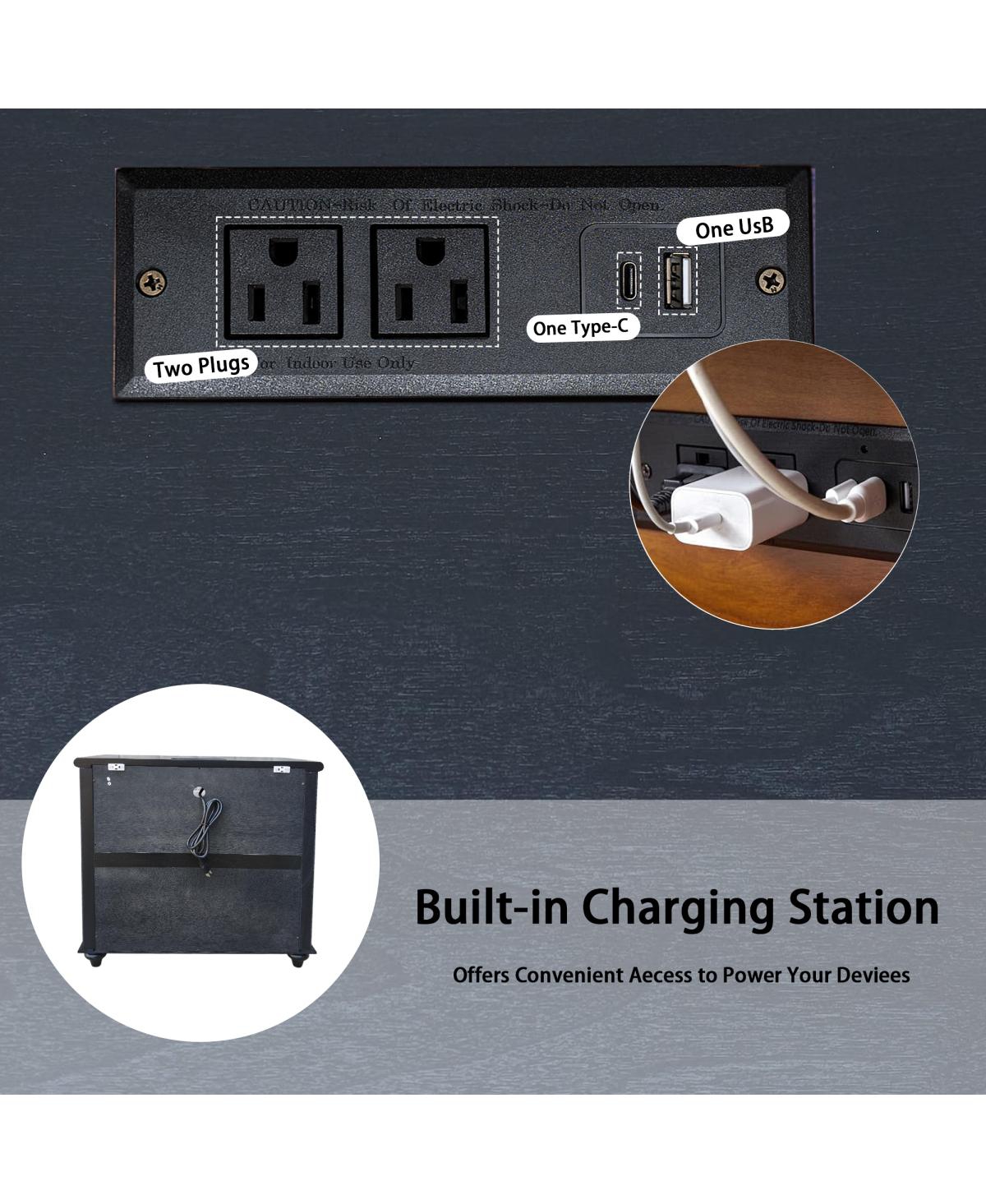 Streamdale Furniture 28" Nightstand with Charging Station and 2 Drawers