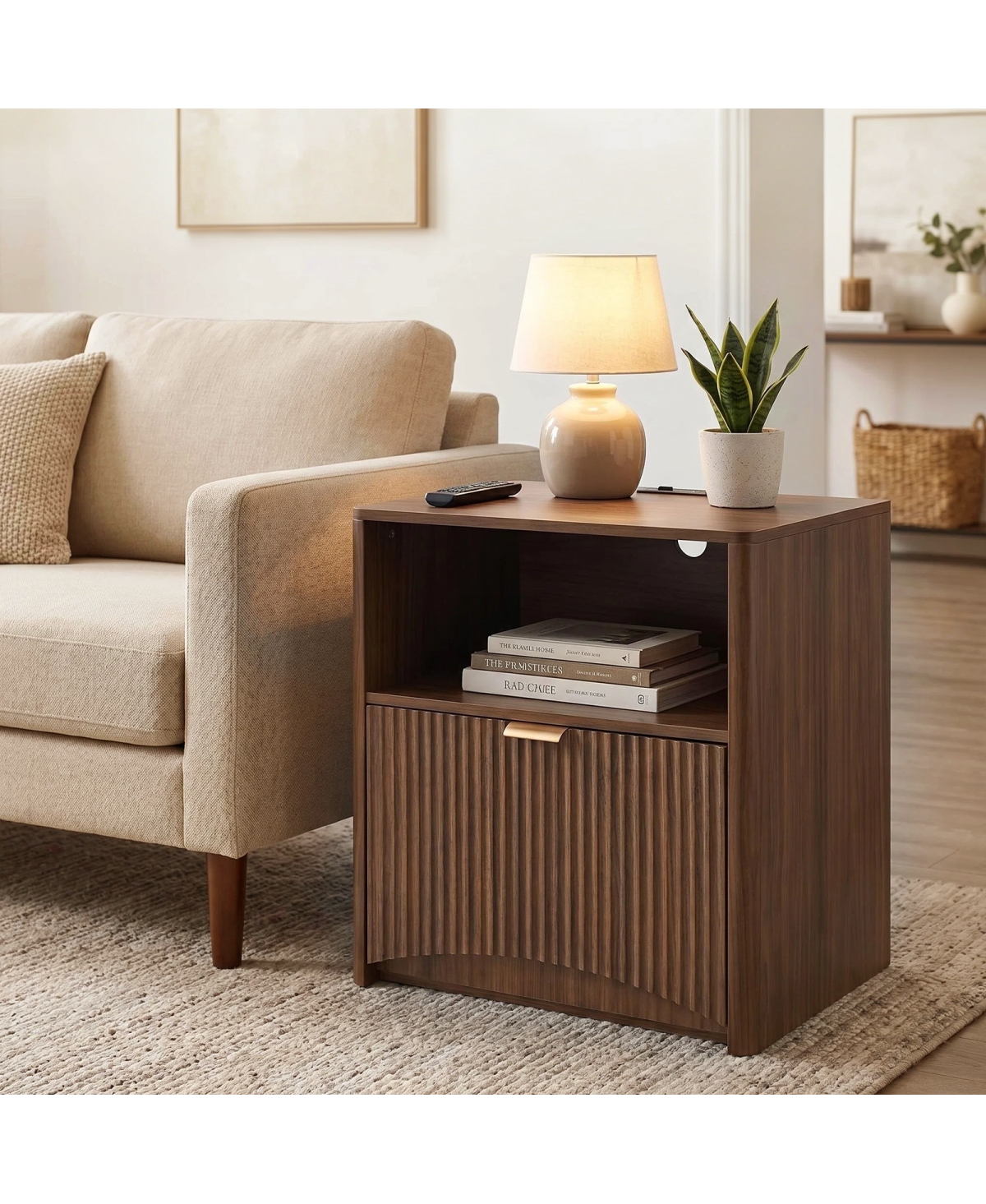 Streamdale Furniture Nightstand Set of 2 with Charging Station and Drawer