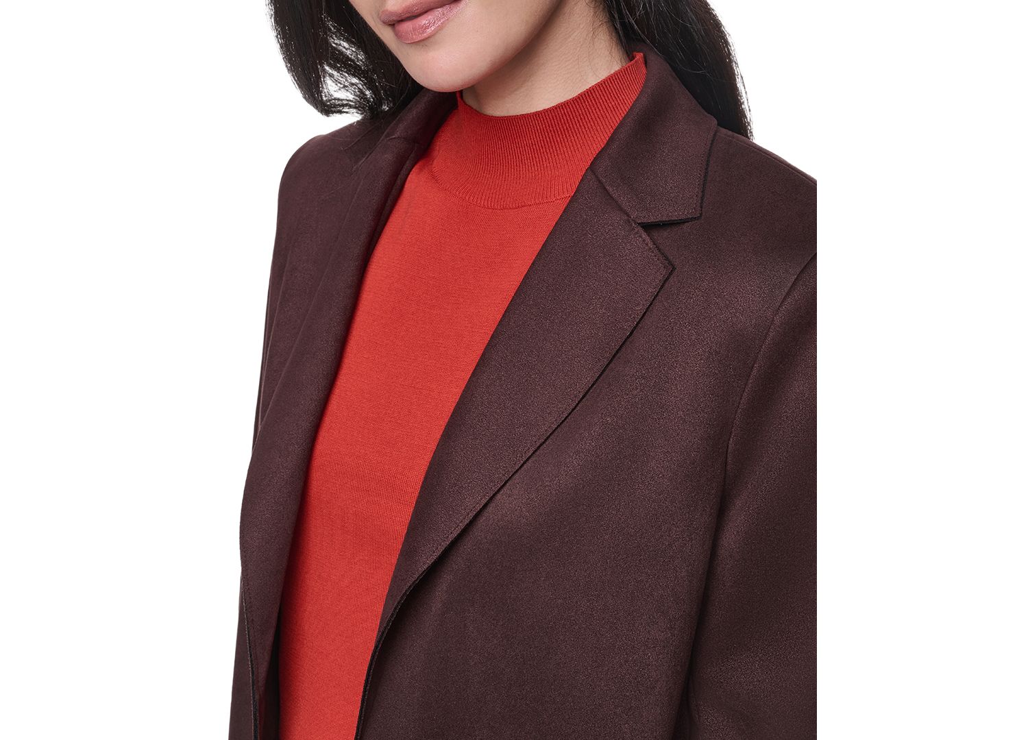 Women's Scuba Suede Topper Open-Front Faux Suede Jacket