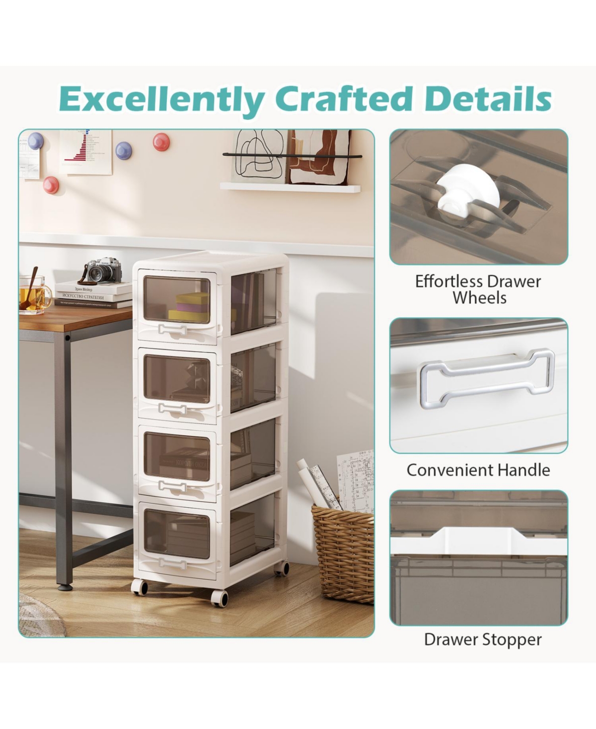 Mecale Rolling Storage Organizer Cart with Locking Wheels