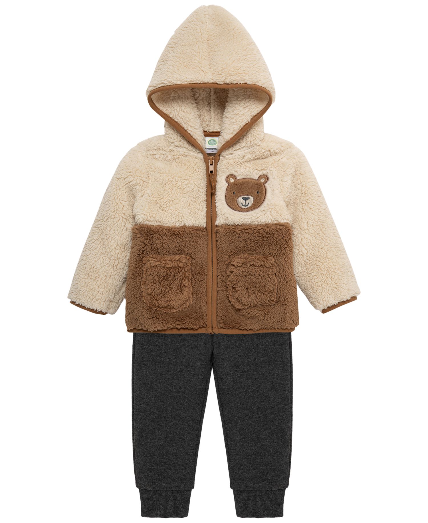 Baby Boys' Bear Sherpa Crewneck T-Shirt, Jacket and Pants, 3-Piece Set