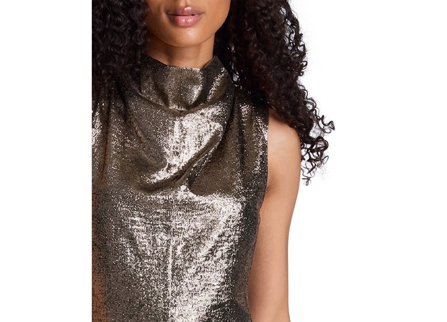 Women's Turtleneck Metallic Mini Dress