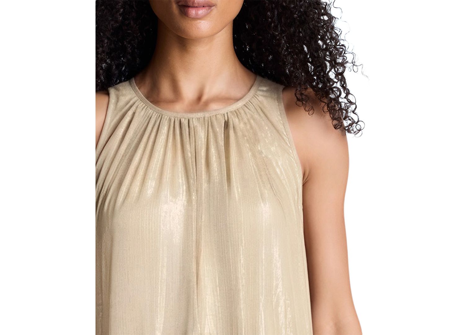 Women's Halter Tiered Metallic-Foil Maxi Dress