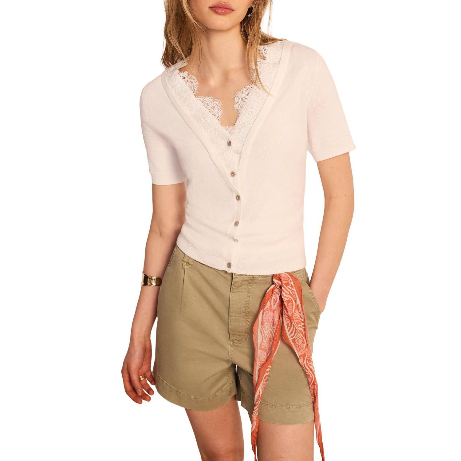 Women's Cotton Lace Trim Top