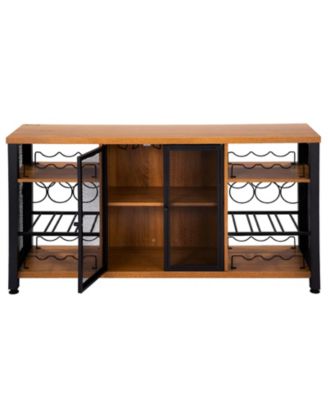 Farmhouse Wine Bar Cabinet with Bottle Rack, Glass Storage Holders for Dining and Living Room