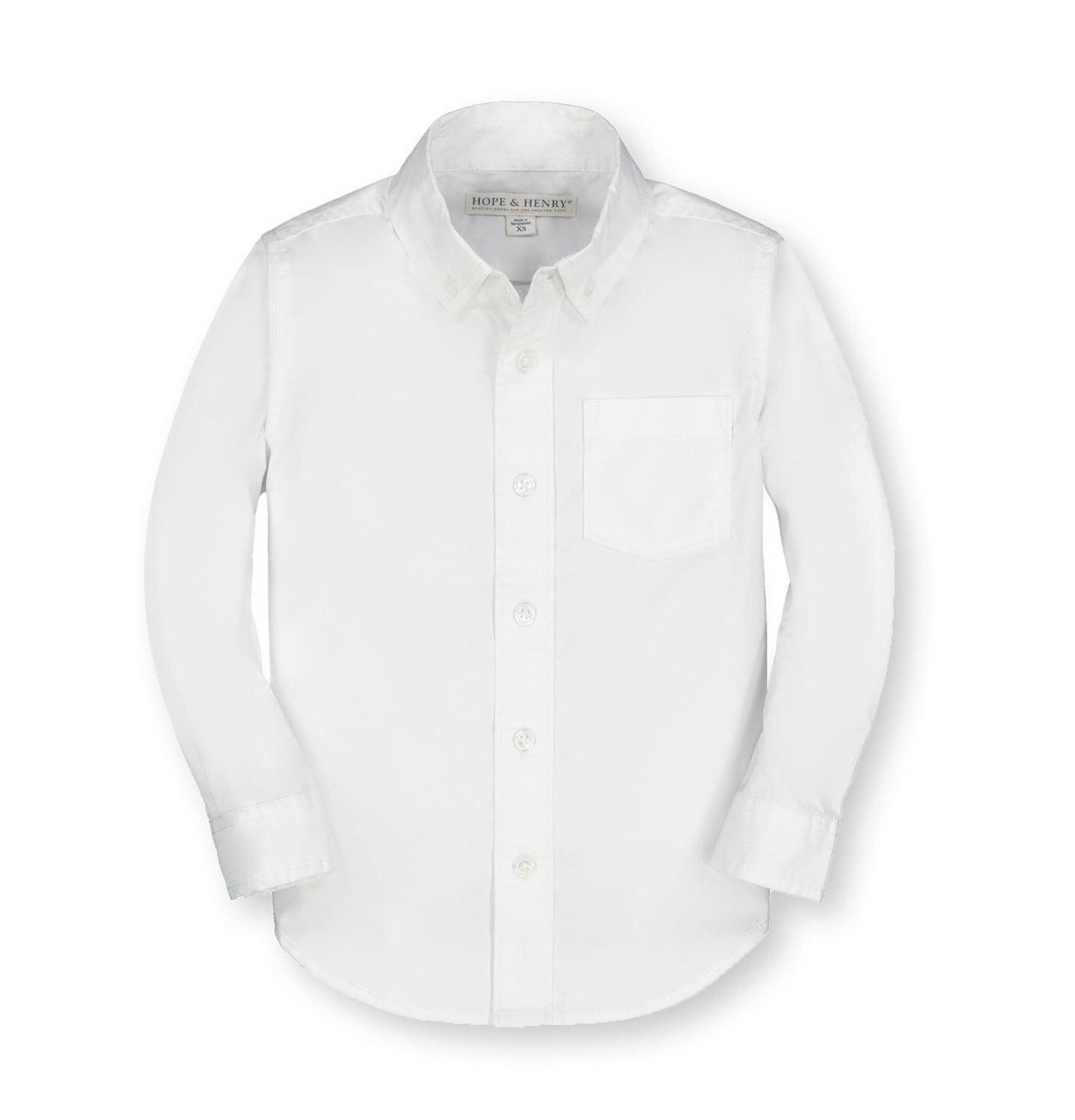 Рубашка Hope & Henry Organic Long Sleeve Stretch Poplin Shirt для мальчиков, цвет: Белый — фото 1