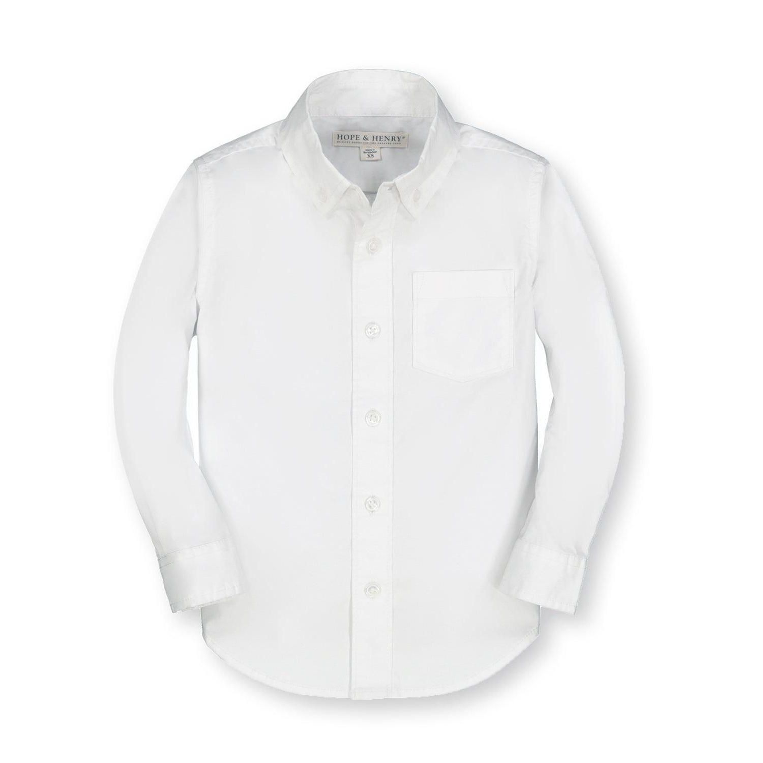 Little Boys 5-7 Organic Long Sleeve Stretch Poplin Shirt