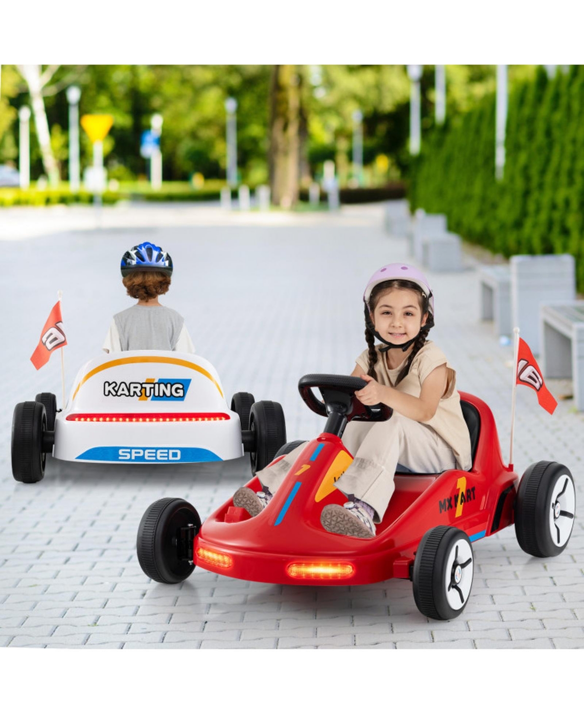 Hongge 12V Electric Kids Go-Kart with Parent Remote Control and Led Lights, 66 lb. Capacity, Ages 3+