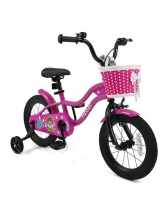 14-Inch Kids Bike with Removable Training Wheels, Front Basket and Dual Brakes, Ages 3-5