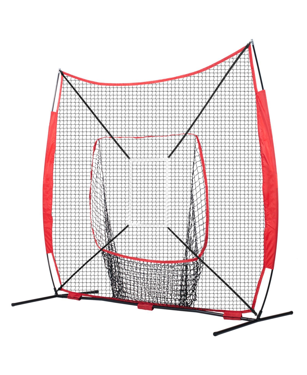 Hongge 7 x 7 ft Baseball and Softball Practice Net with Strike Zone Batting Tee and Ball Collector