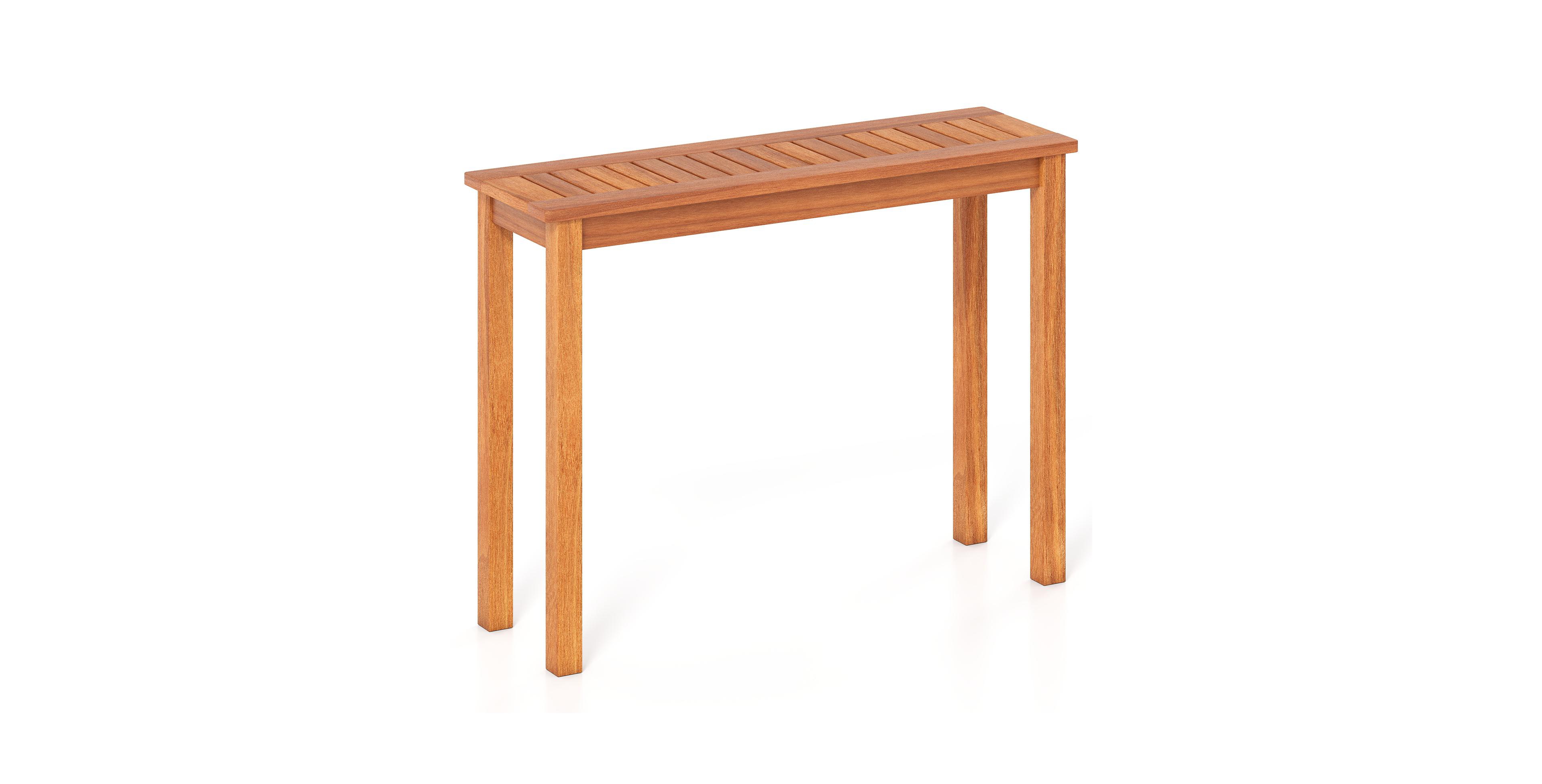 Gouun 40 in. Solid Shorea Hardwood Plant Display Shelf with Slatted Top