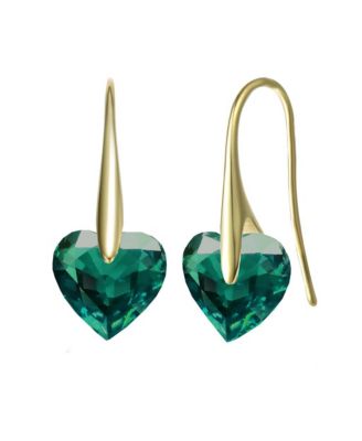 Elegant Sterling Silver Movable Heart CZ Fish Hook Earrings