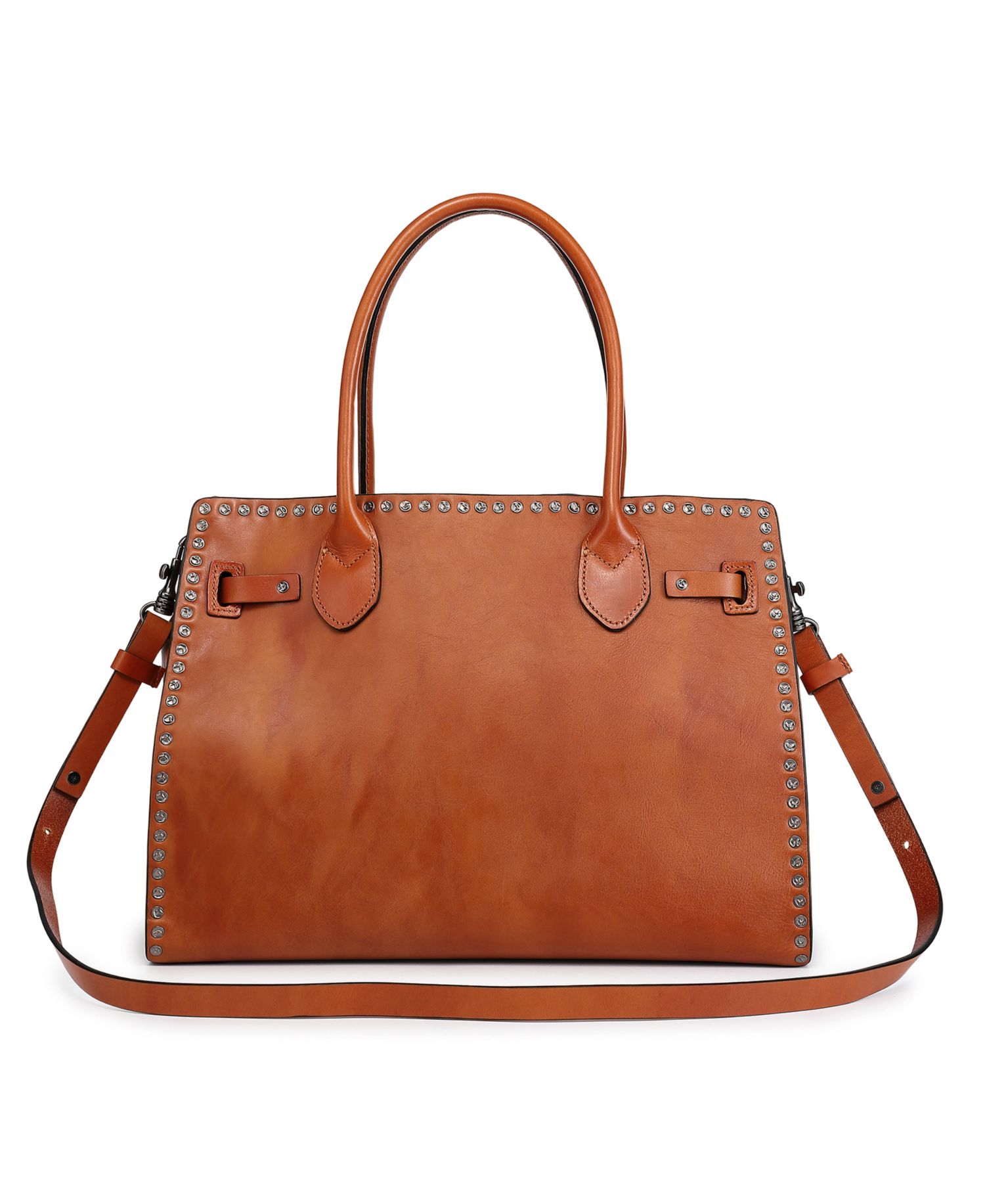 Westland Large Studded Leather Satchel Bag