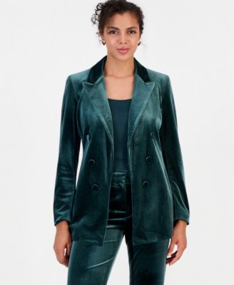 Women's Velvet Faux Double-Breasted Blazer